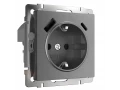 Розетка с заземлением, шторками и USB тип А+С /W1171764 (графит матовый)