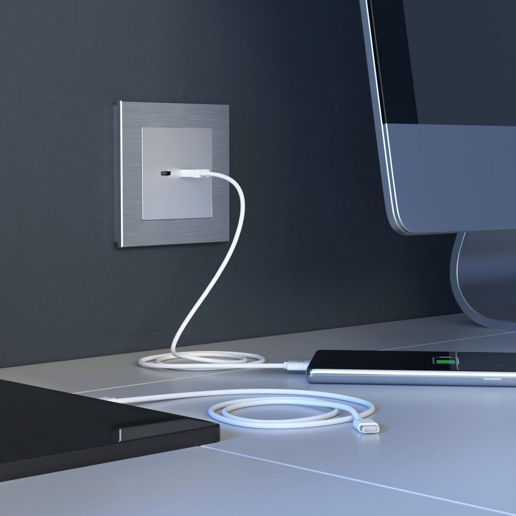 Розетка USB тип A+С/ W1171806 (серебряный)
