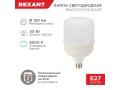 Лампа светодиодная высокомощная 50Вт Е27 (+переходник Е40) 4750Лм 6500К REXANT