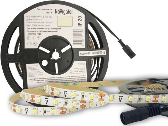 Лента СД NLS-3528WW60-4.8-IP20-12V R5 71 402 Navigator