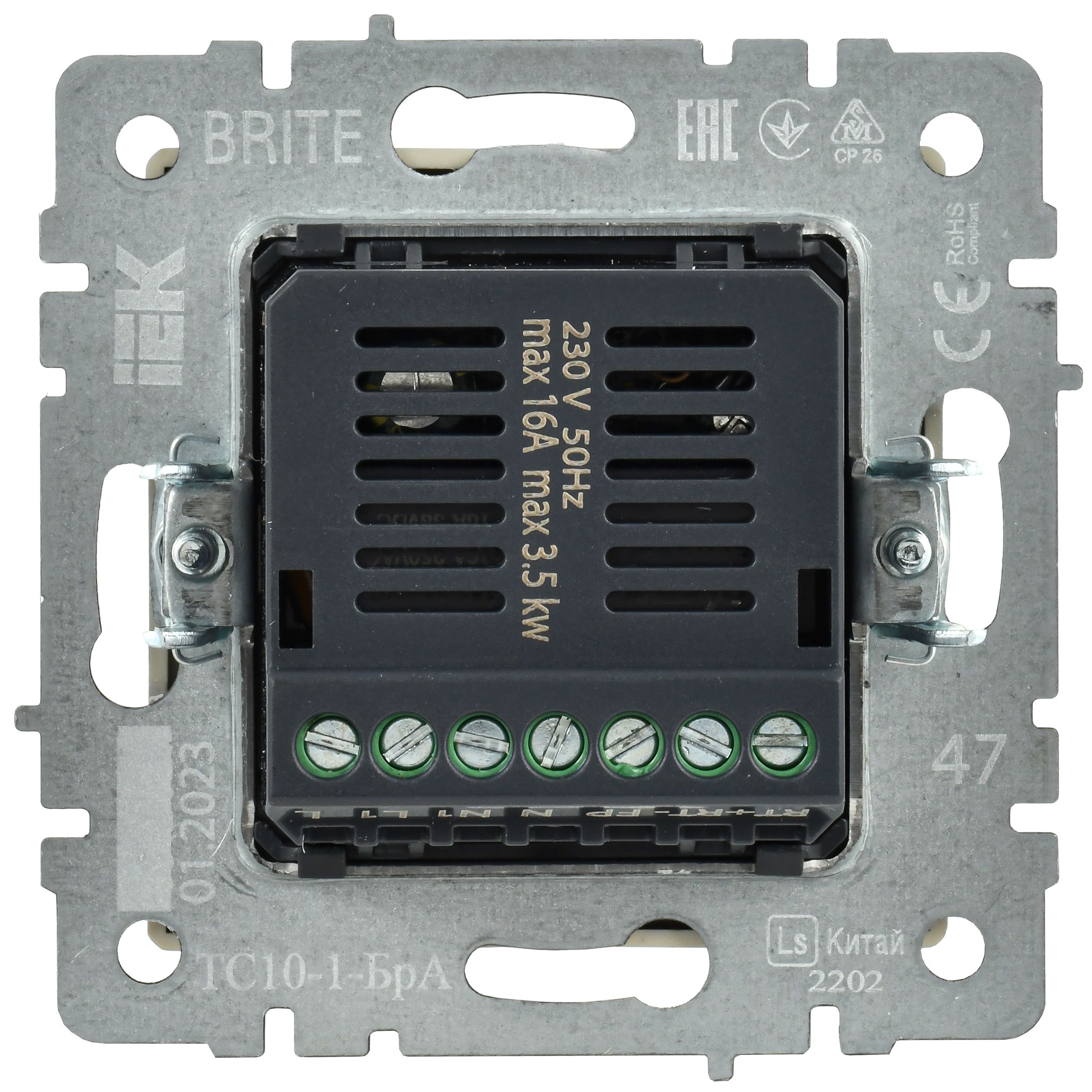 BRITE Термостат электронный с индикацией ТС10-1-БрА алюминий ИЭК