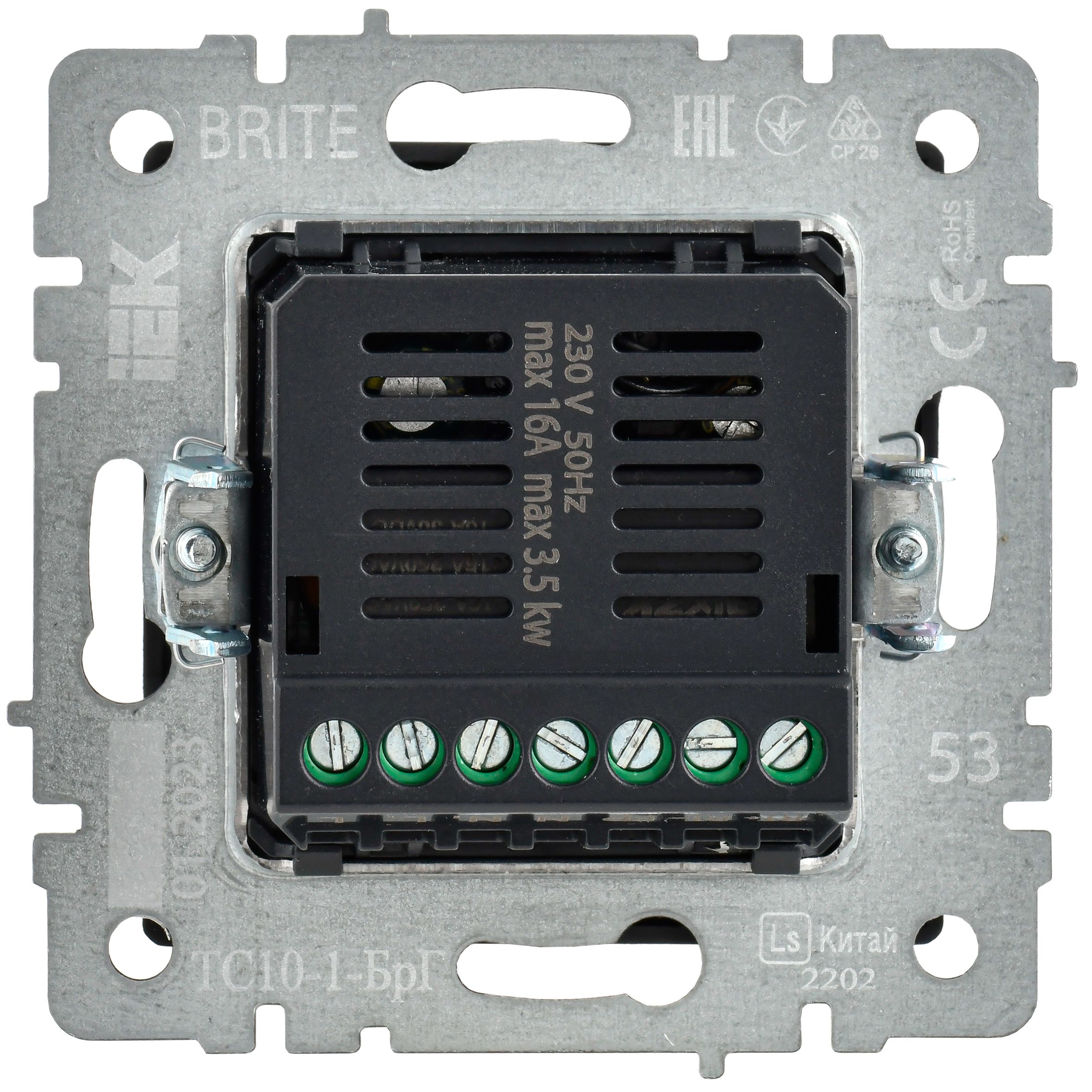 BRITE Термостат электронный с индикацией ТС10-1-БрГ графит ИЭК