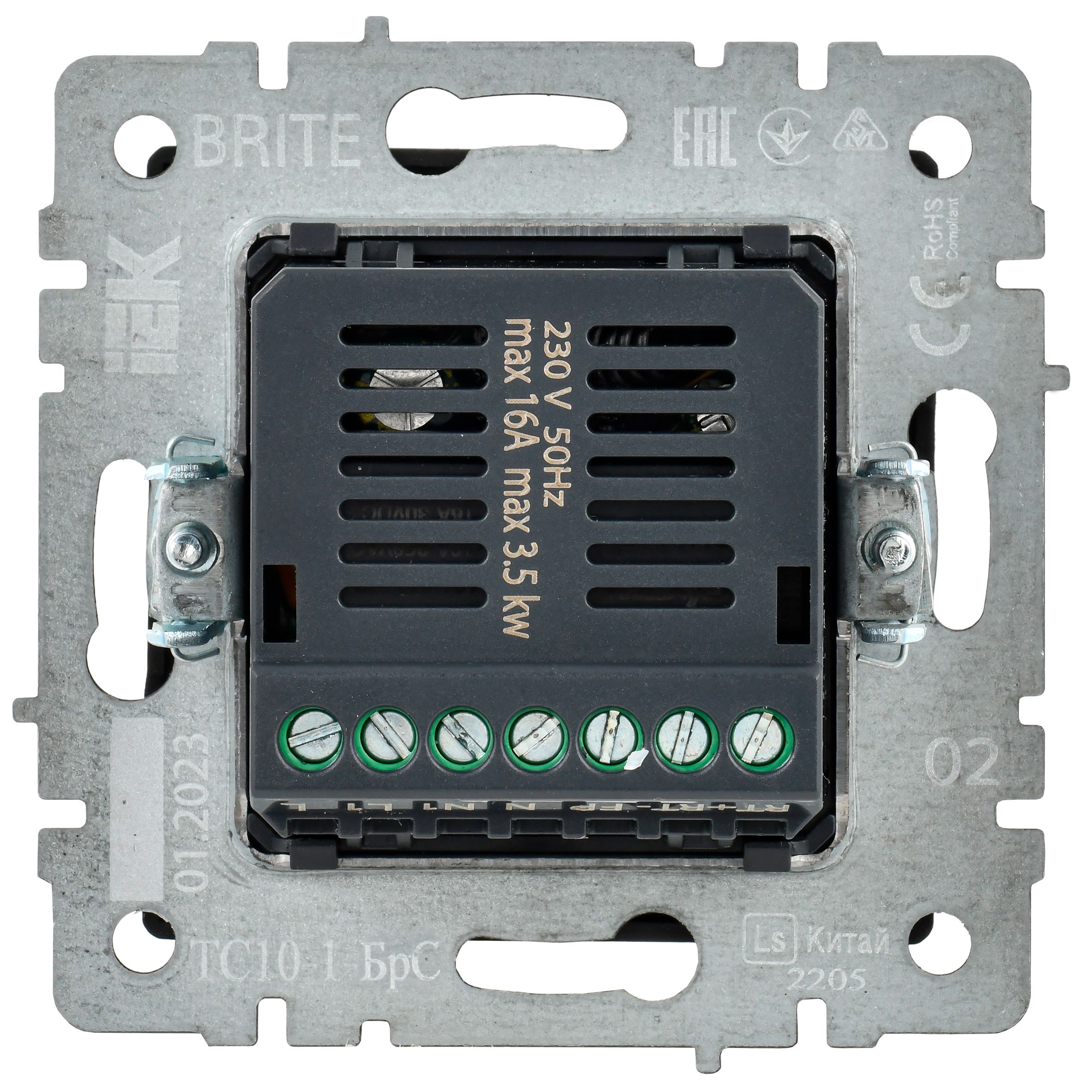 BRITE Термостат электронный с индикацией ТС10-1-БрС сталь ИЭК