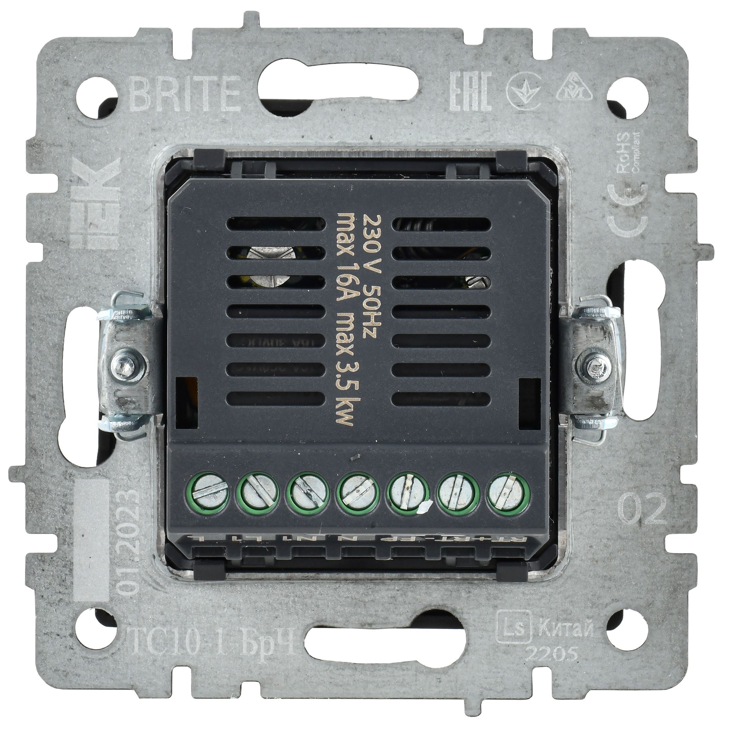 BRITE Термостат электронный с индикацией ТС10-1-БрЧ черный ИЭК