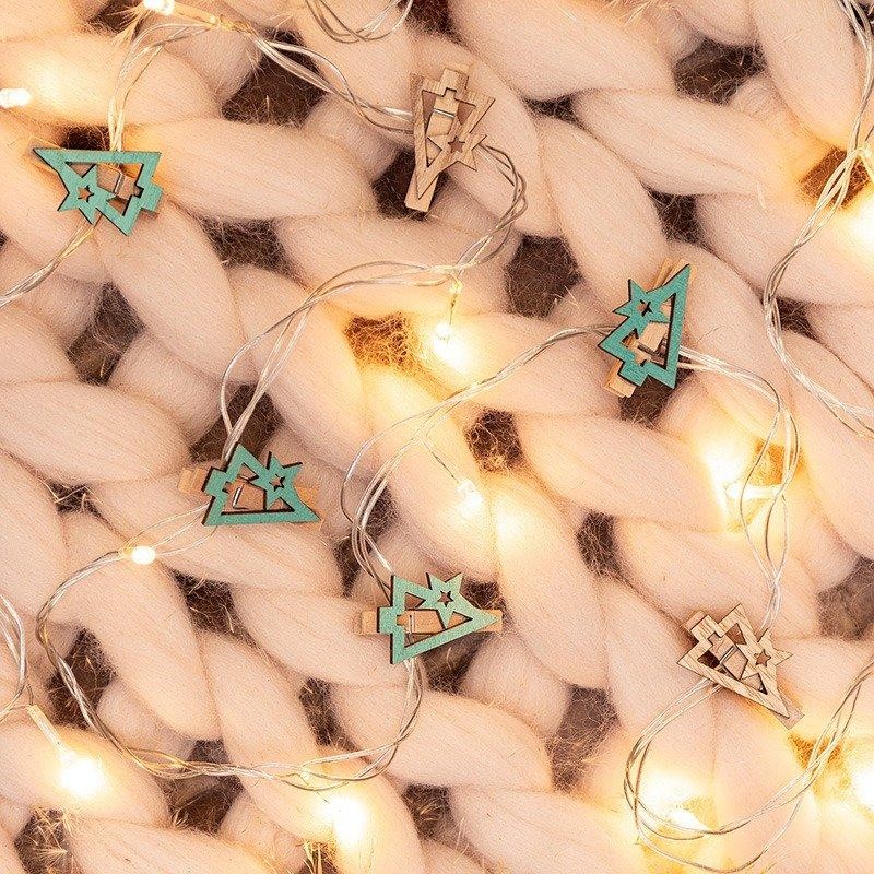 Деревянные прищепки Новогодняя ель 14,5x4,5x1,6 cм, 6 шт, NEON-NIGHT