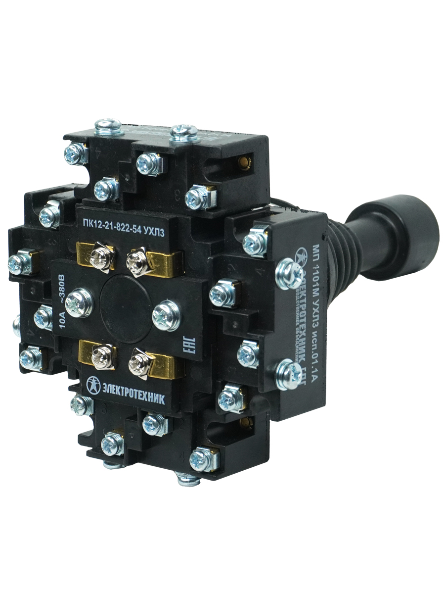 Переключатель крестовой ПК12-21-822-54 УХЛ3, 380В/50Гц, 10А, без защиты от попадания стружки, рукоятка - 8 полюсов