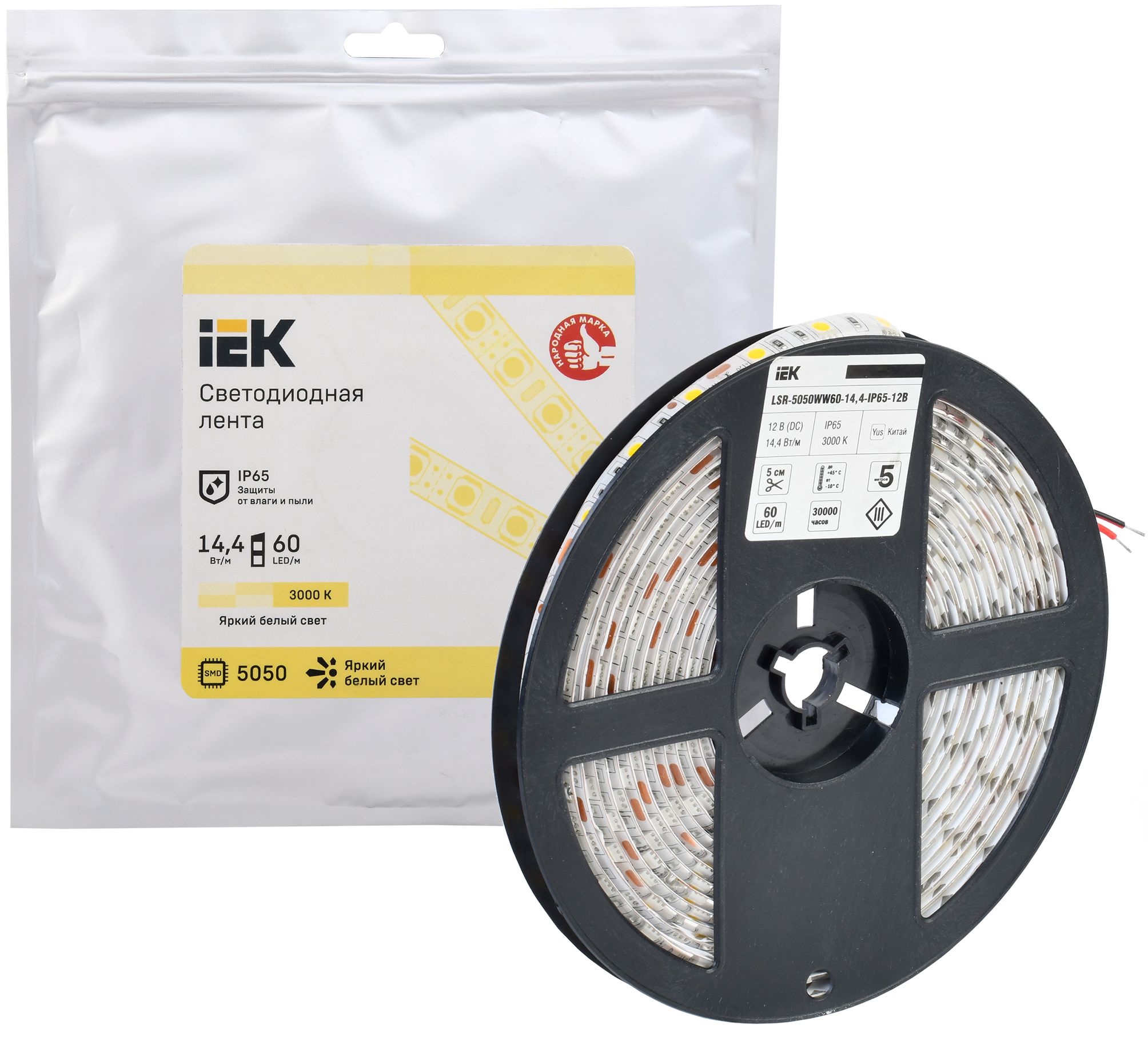 Лента LED 5м LSR-5050WW60-14,4-IP65-12В ИЭК