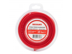 Трубка термоусаживаемая ТУТ нг 4,0/2,0мм, красная, ролик 2,44м REXANT 29-0014