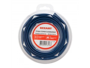 Трубка термоусаживаемая ТУТ нг 6,0/3,0мм, синяя, ролик 2,44м REXANT 29-0035