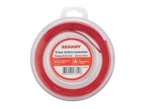 Трубка термоусаживаемая ТУТ нг 8,0/4,0мм, красная, ролик 2,44м REXANT 29-0044
