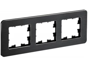 BRITE Рамка 3-местная РУ-3-1-Бр металл черный RE AL IEK