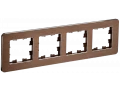 BRITE Рамка 4-местная РУ-4-1-Бр металл коричневый RE AL IEK