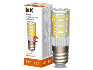 Лампа светодиодная CORN капсула 5Вт 230В 3000К керамика E14 IEK