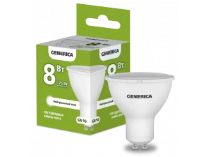 Лампа светодиодная PAR16 софит 8Вт 230В 4000К GU10 GENERICA