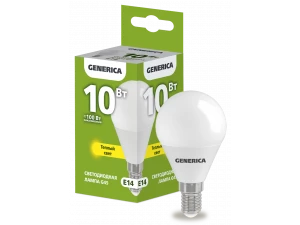 Лампа светодиодная G45 шар 10Вт 230В 3000К E14 GENERICA