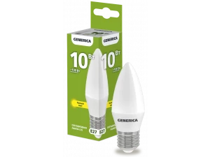 Лампа светодиодная C35 свеча 10Вт 230В 3000К E27 GENERICA