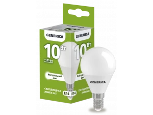 Лампа светодиодная G45 шар 10Вт 230В 4000К E14 GENERICA