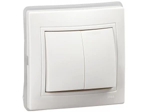 KVARTA Выключатель 2-клавишный 10А IP44 ВС10-2-0-КБ-44 белый IEK