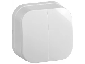 GLORY Выключатель 2-клавишный для открытой установки 10А ВС20-2-0-ХБ белый ИЭК