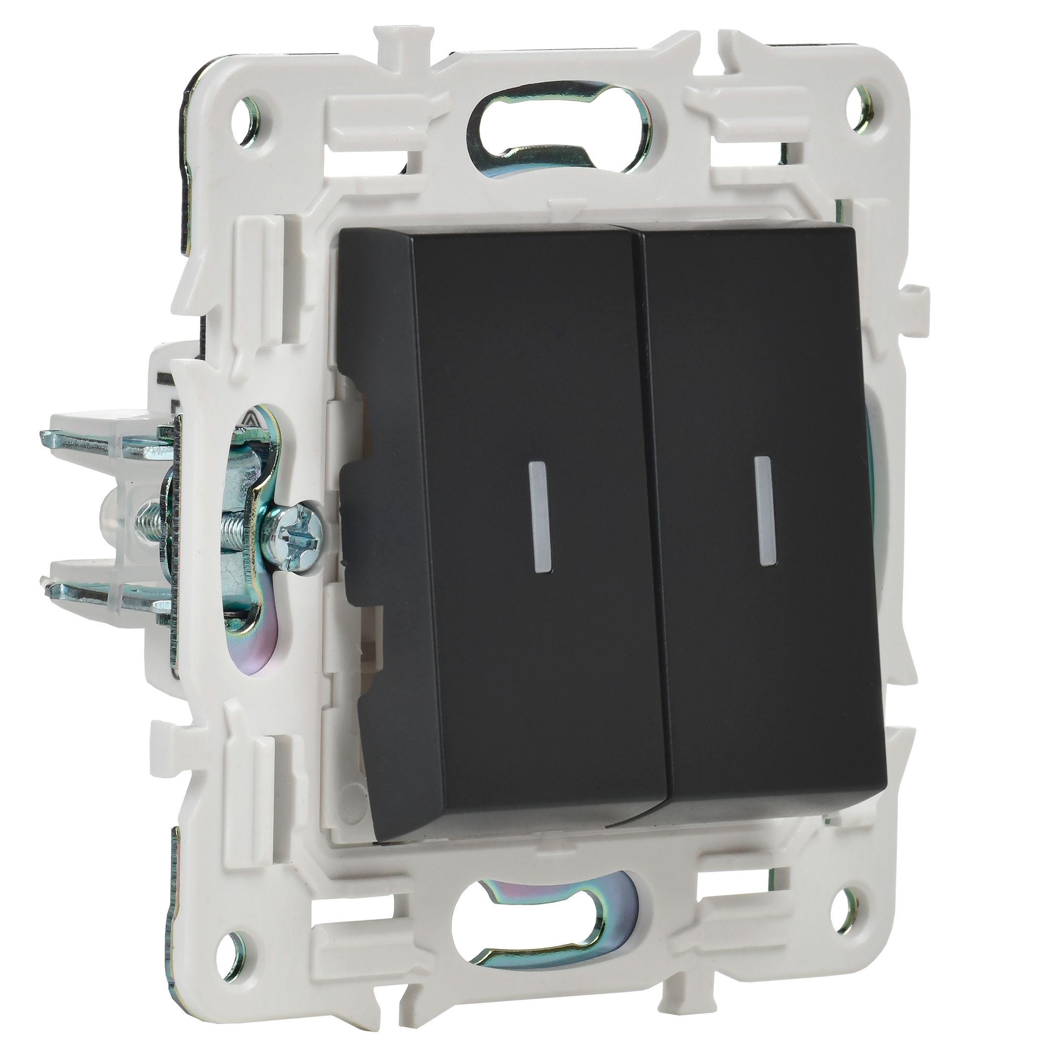 SKANDY Выключатель 2-клавишный проходной с индикацией 10А SK-V10Bl черный IEK