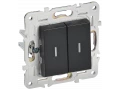 SKANDY Выключатель 2-клавишный проходной с индикацией 10А SK-V10Bl черный IEK