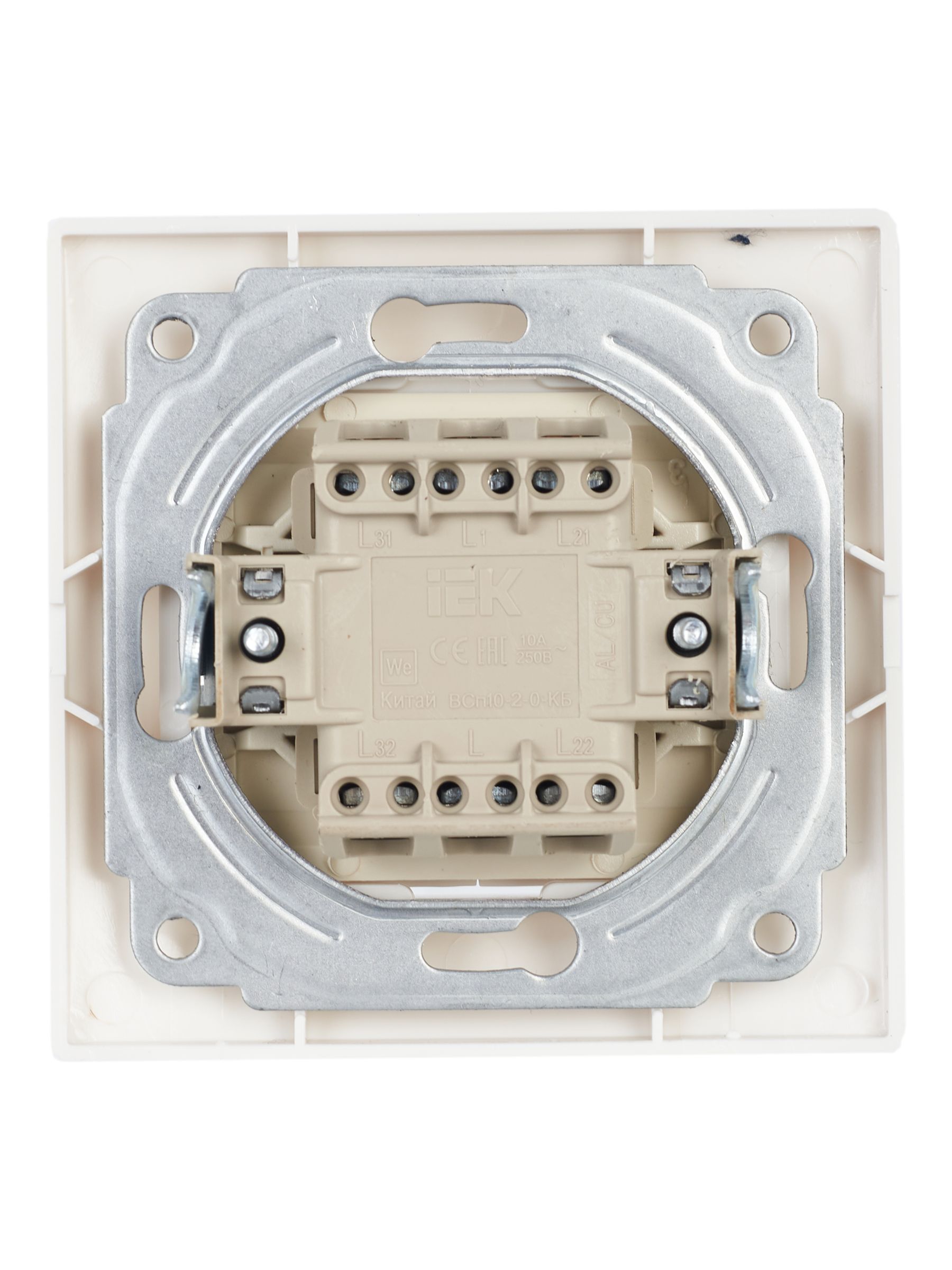 KVARTA Выключатель 2-клавишный проходной 10А ВСп10-2-0-КБ белый IEK