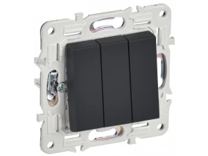 SKANDY Выключатель 3-клавишный 10А SK-V11G графит IEK