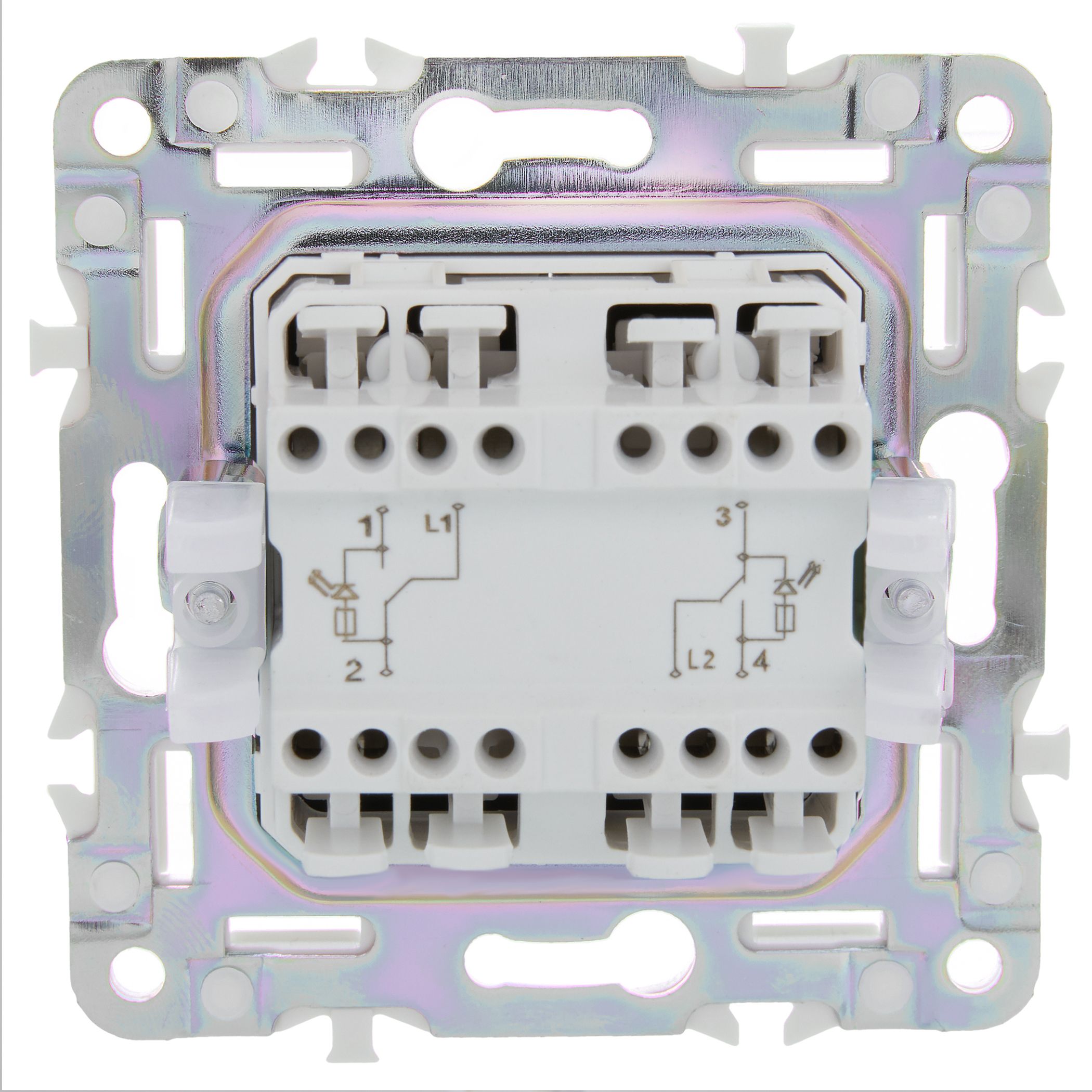 SKANDY Выключатель 2-клавишный проходной с индикацией 10А SK-V10G графит IEK