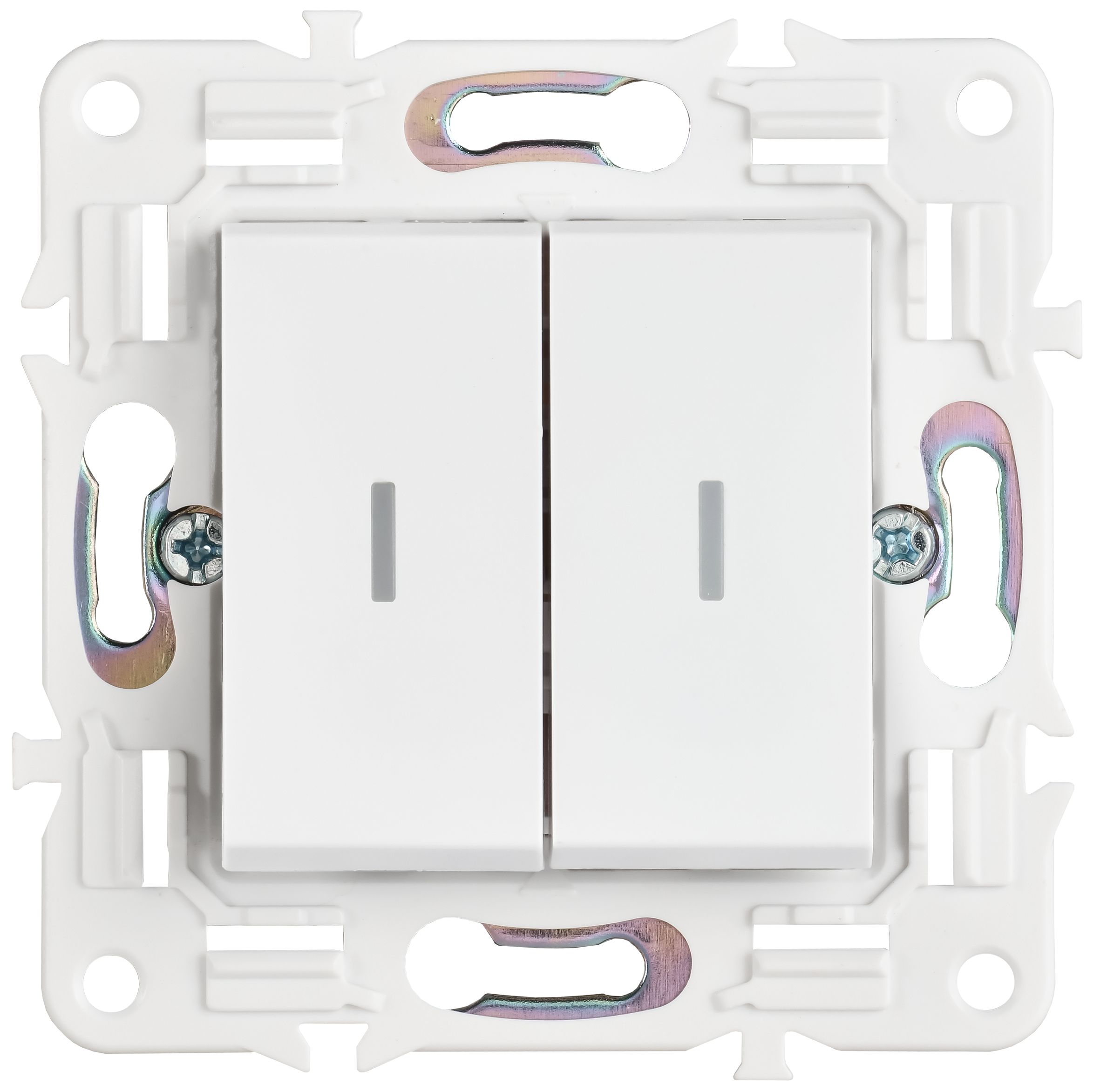 SKANDY Выключатель 2-клавишный проходной с индикацией 10А SK-V10W арктический белый IEK