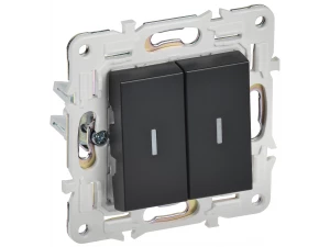 SKANDY Выключатель 2-клавишный с индикацией 10А SK-V09Bl черный IEK