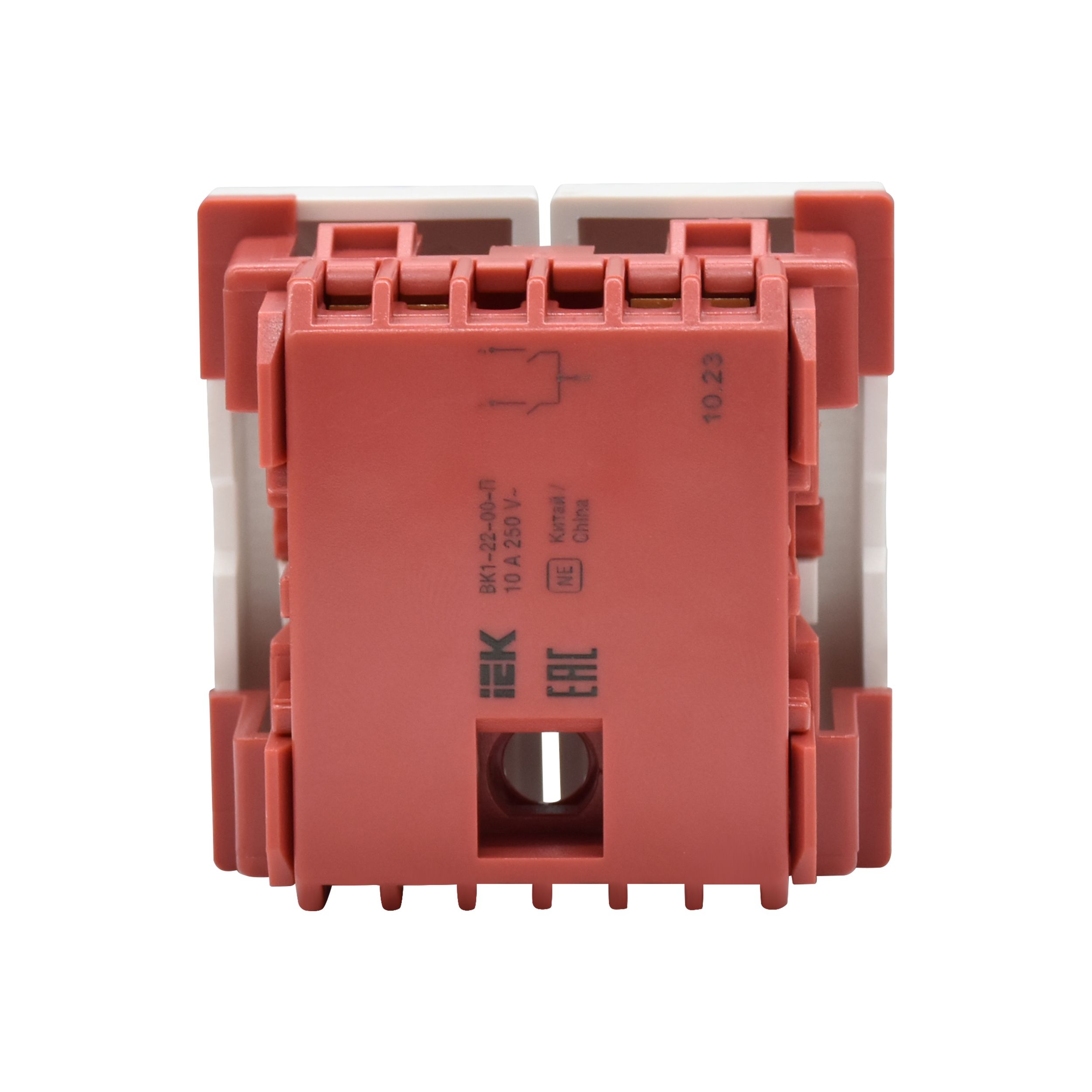 ВК1-22-00-П Выключатель двухклавишный (на 2 модуля) ПРАЙМЕР белый ИЭК