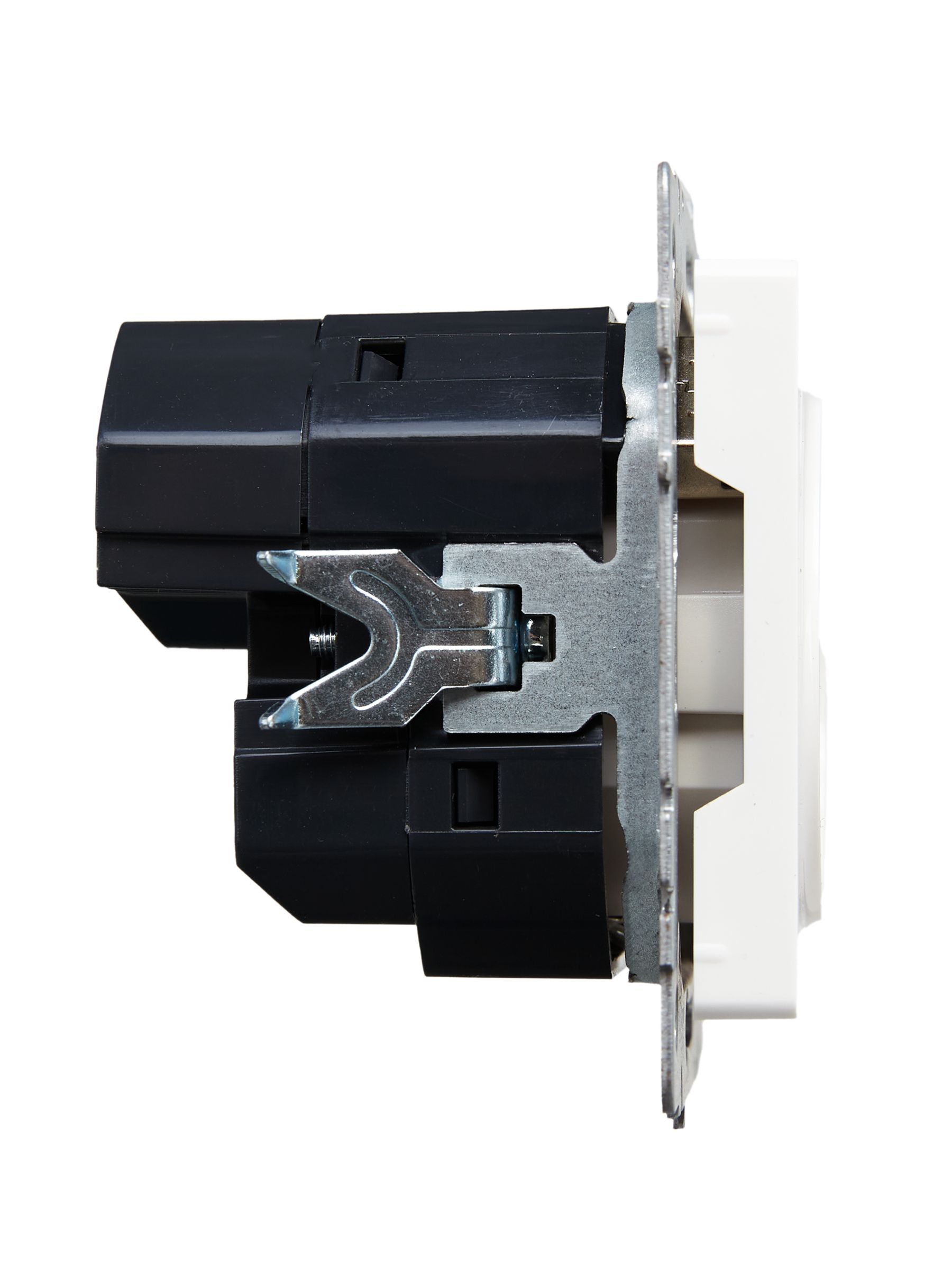 BRITE Розетка 1-местная с заземлением со шторками 16А с USB A+A 5В 3,1А РЮш10-2-БрБ белый ИЭК