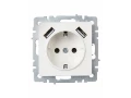 BRITE Розетка 1-местная с заземлением со шторками 16А с USB A+A 5В 3,1А РЮш10-2-БрБ белый ИЭК