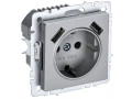 BRITE Розетка 1-местная с заземлением со шторками 16А с USB A+A 5В 2,1А РЮш10-1-БрА алюминий ИЭК