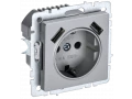 BRITE Розетка 1-местная с заземлением со шторками 16А с USB A+A 5В 2,1А РЮш10-1-БрА алюминий ИЭК
