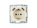 BRITE Розетка 1-местная с заземлением со шторками 16А с USB A+A 5В 3,1А РЮш10-2-БрКр бежевый ИЭК