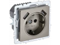 BRITE Розетка 1-местная с заземлением со шторками 16А с USB A+A 5В 3,1А РЮш10-2-БрШ шампань ИЭК