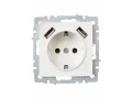 BRITE Розетка 1-местная с заземлением со шторками 16А с USB A+A 5В 3,1А РЮш10-2-БрЖ жемчуг ИЭК
