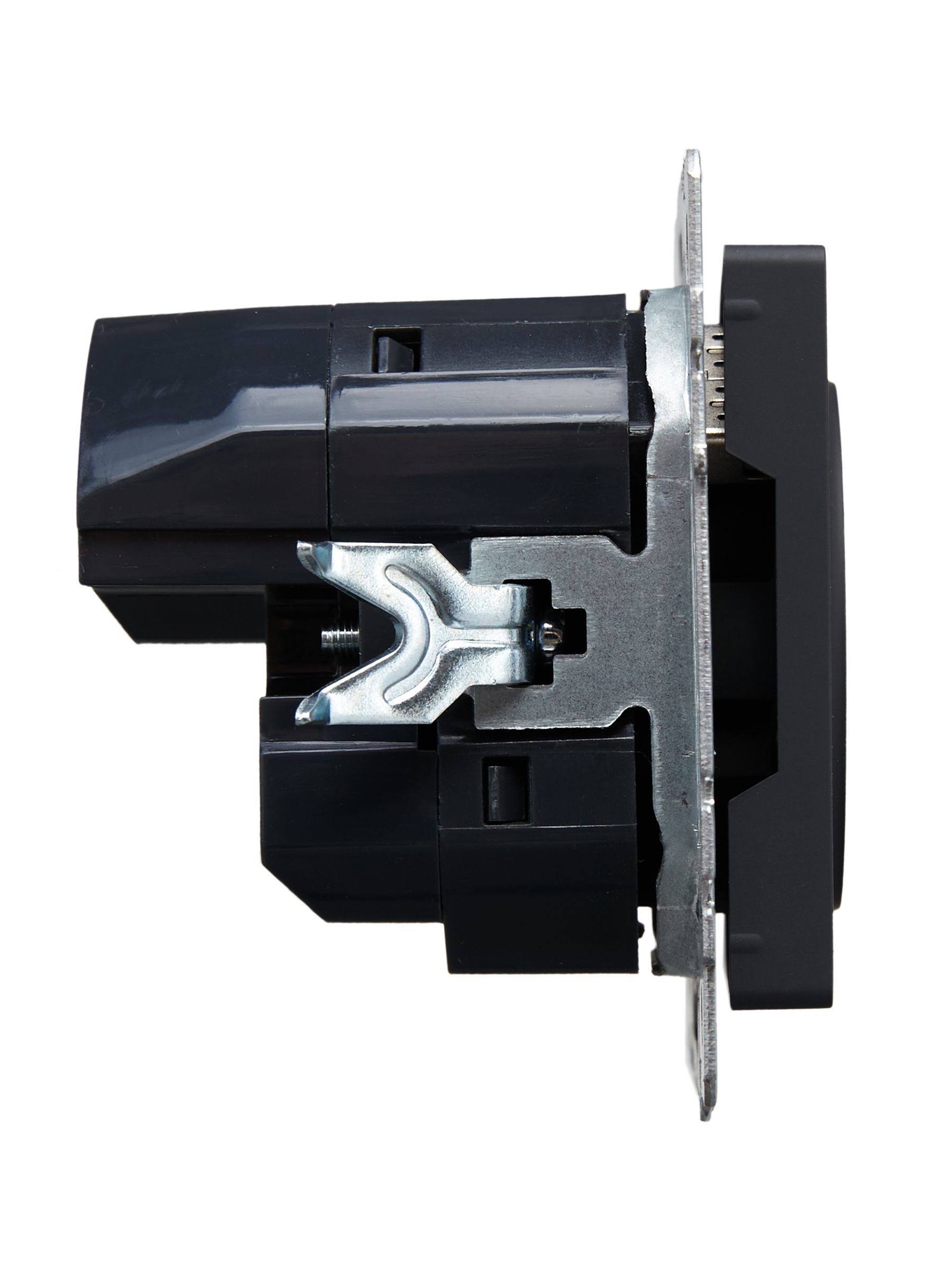 BRITE Розетка 1-местная с заземлением со шторками 16А с USB A+A 5В 3,1А РЮш10-2-БрГ графит ИЭК