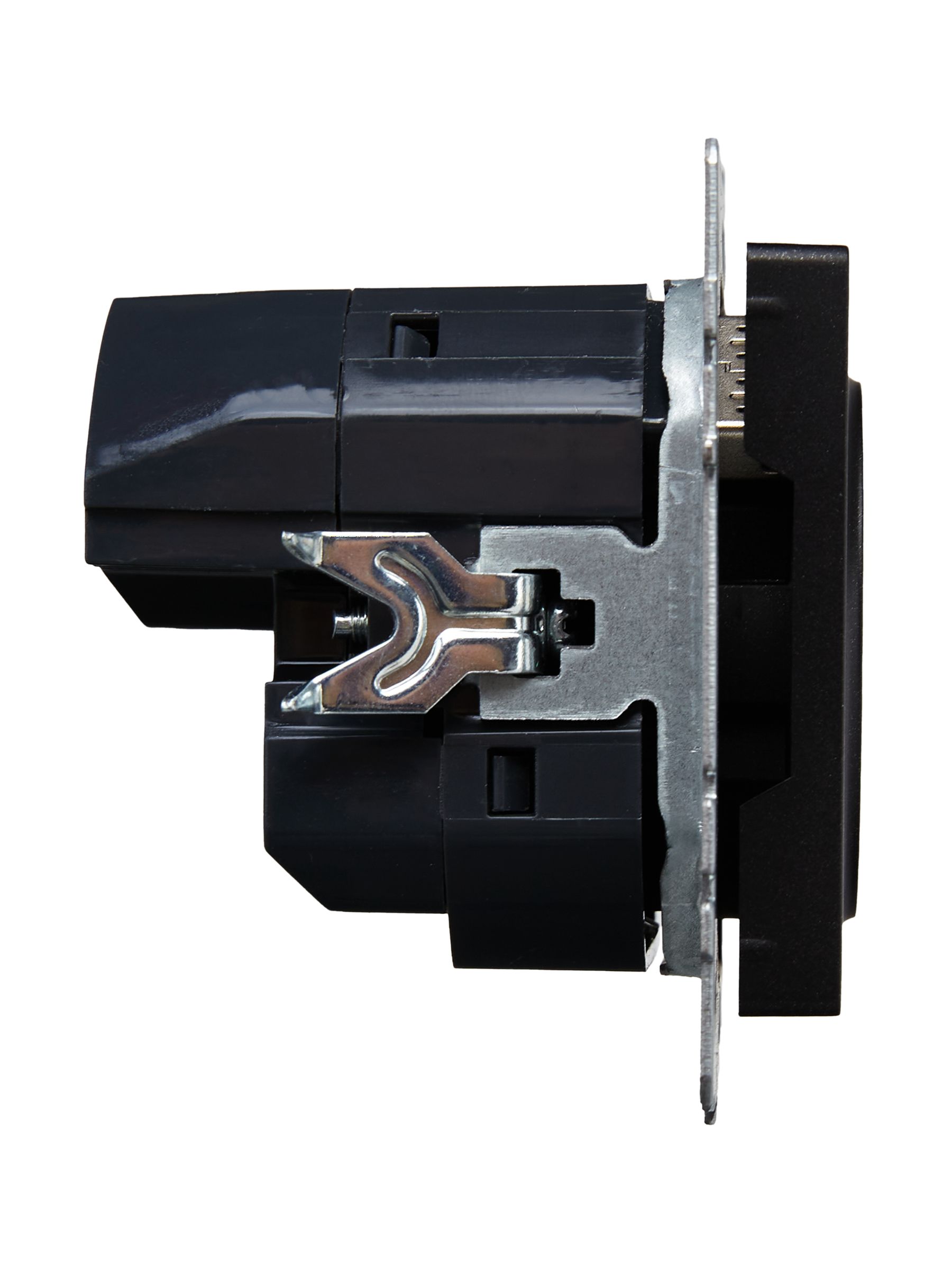 BRITE Розетка 1-местная с заземлением со шторками 16А с USB A+A 5В 3,1А РЮш10-2-БрЧ черный ИЭК