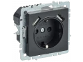 BRITE Розетка 1-местная с заземлением со шторками 16А с USB A+A 5В 3,1А РЮш10-2-БрЧ черный ИЭК