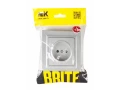 BRITE Розетка 1-местная без заземления без защитных шторок 10А в сб. РСР10-1-0-БрА алюминий IEK