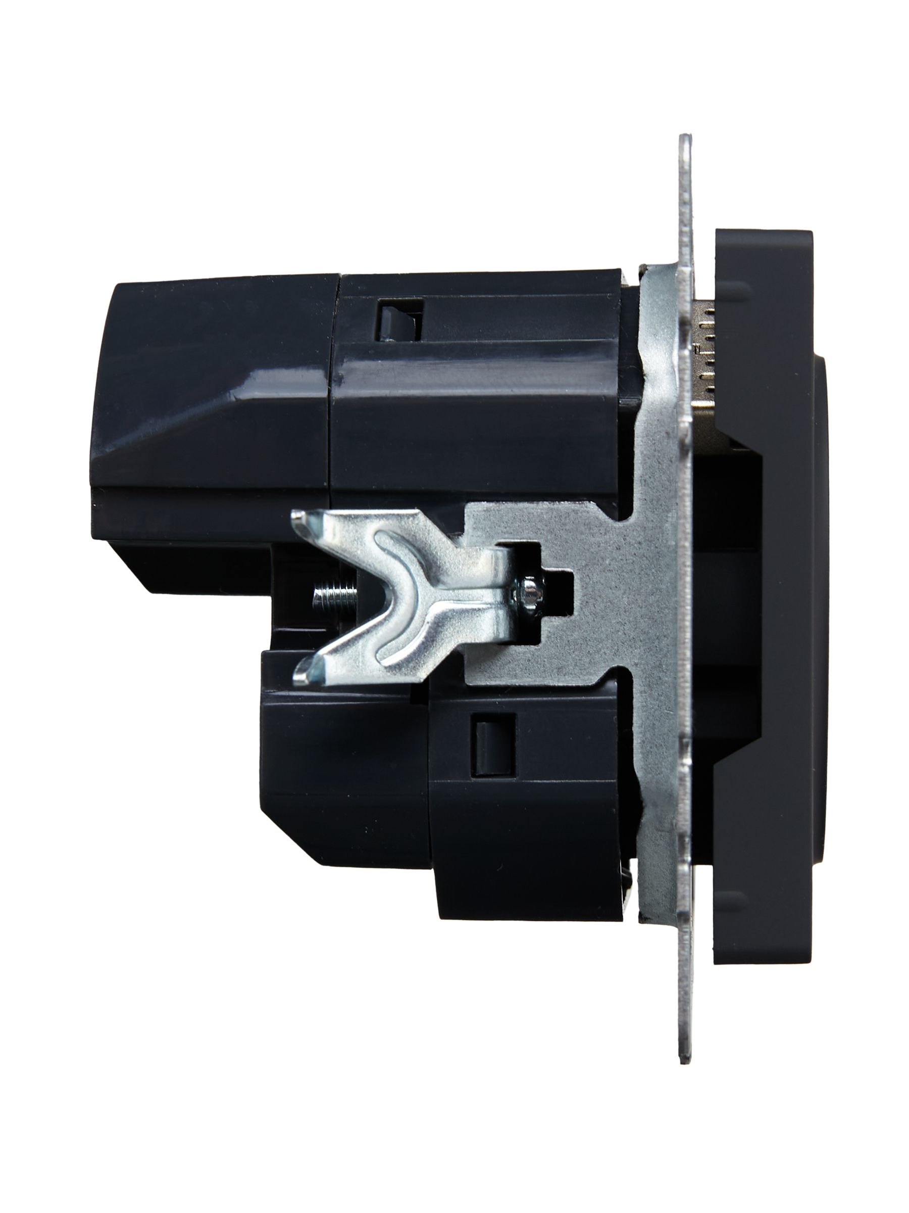 BRITE Розетка 1-местная с заземлением со шторками 16А с USB A+A 5В 2,1А РЮш10-1-БрГ графит ИЭК