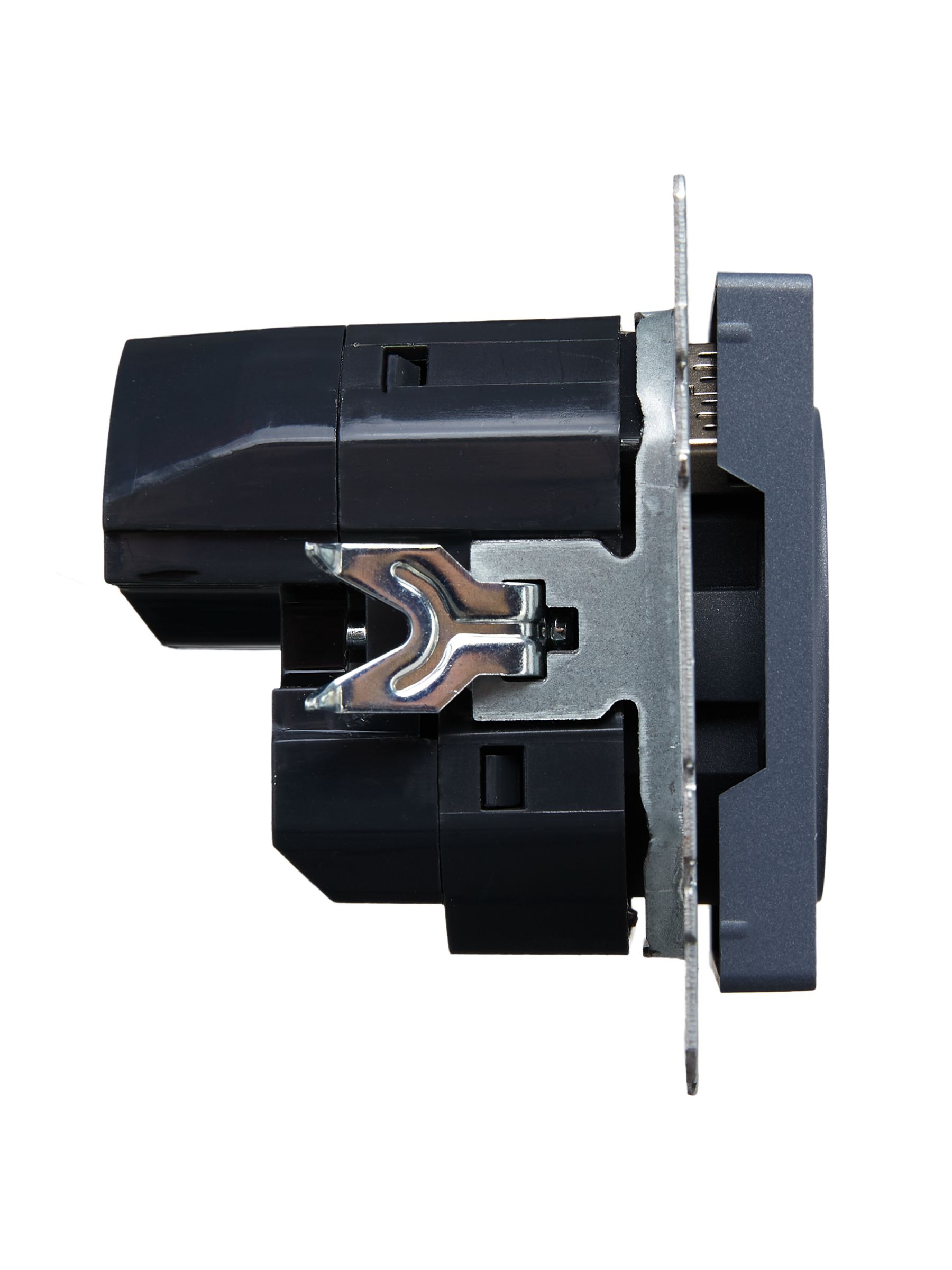 BRITE Розетка 1-местная с заземлением со шторками 16А с USB A+A 5В 2,1А РЮш10-1-БрМ маренго ИЭК