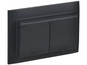 SKANDY Розетка 2-местная и крышкой 16А в сборе IP44 SK-R12G графит IEK
