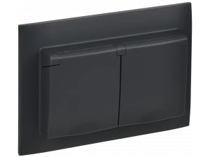 SKANDY Розетка 2-местная и крышкой 16А в сборе IP44 SK-R12G графит IEK