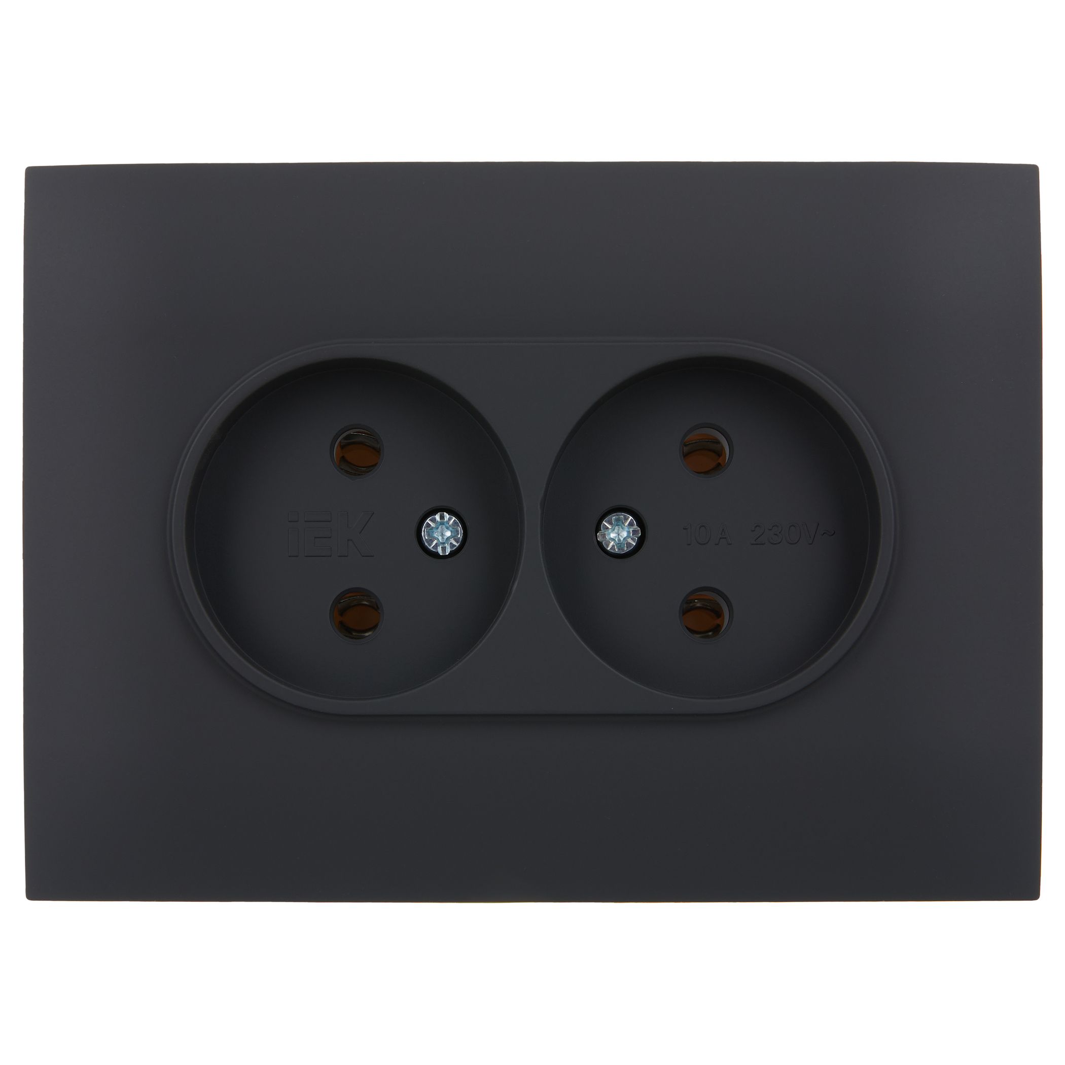 SKANDY Розетка 2-местная без заземления без защитных шторок 10А в сборе SK-R10G графит IEK