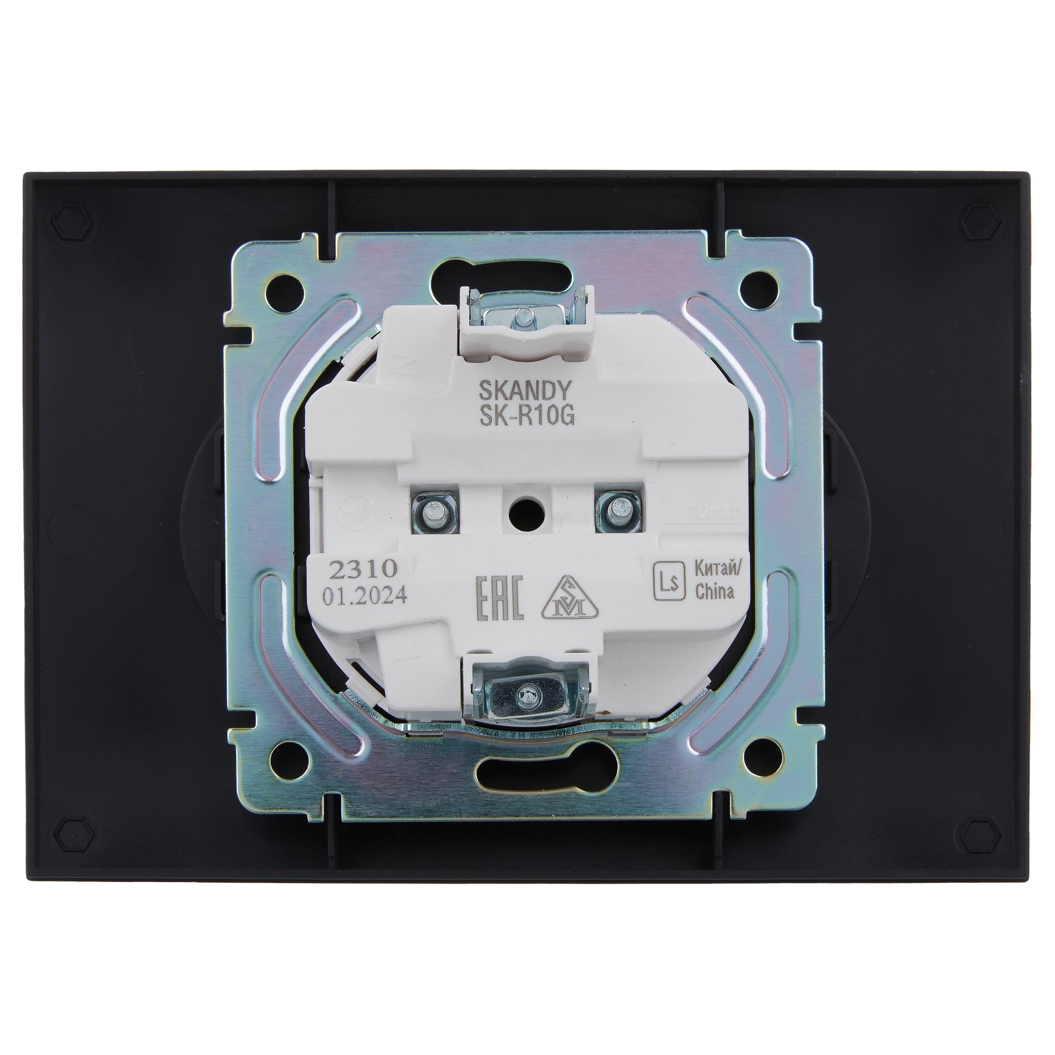 SKANDY Розетка 2-местная без заземления без защитных шторок 10А в сборе SK-R10G графит IEK