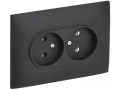 SKANDY Розетка 2-местная без заземления без защитных шторок 10А в сборе SK-R10G графит IEK