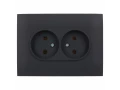 SKANDY Розетка 2-местная без заземления без защитных шторок 10А в сборе SK-R10G графит IEK